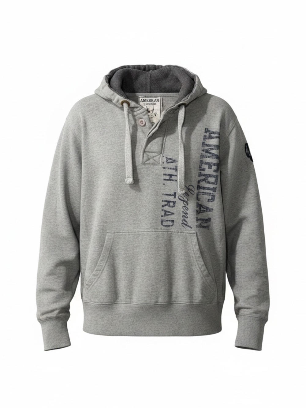Men's Light Gray Hooded Pullover Sweatshirt